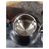 Tea Kettle, Vegoran 100 OZ / 3 Liter Whistling Tea Kettle, Tea Pots for Stove Top Food Grade Stainless Steel with Wood Pattern Folding Handle, Loud Whistle Kettle for Tea, Coffee, Milk (Black)