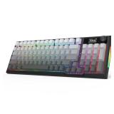 Redragon Wireless Mechanical Keyboard, Gasket RGB Gaming Keyboard with Screen & Knob, Tri-Mode BT5.0/2.4G/USB-C, 95 Keys Hot Swappable, Side Printed PBT Keycaps, Thick Pre-Lubed Linear Switch, K725SP