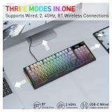 Redragon Wireless Mechanical Keyboard, Gasket RGB Gaming Keyboard with Screen & Knob, Tri-Mode BT5.0/2.4G/USB-C, 95 Keys Hot Swappable, Side Printed PBT Keycaps, Thick Pre-Lubed Linear Switch, K725SP