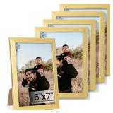 Heimlove 5x7 Picture Frame Set of 5,Gold Photo Frames Display 5x7 Pictures,Picture Frames 5x7 Wall Gallery Collage Tabletop or Wall Mount,Poster Frame Display for Certificate Document