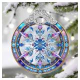 Stained Glass Snowflake Ornament, Snowflake Christmas Tree Ornaments Xmas Decorations, Holiday and Xmas Presents