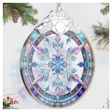 Stained Glass Snowflake Ornament, Snowflake Christmas Tree Ornaments Xmas Decorations, Holiday and Xmas Presents