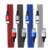 USB Type C Cable 3A Fast Charging(3ft 4Pack), USB to USB C Cable Nylon Braided Type C Charger Cord for iPhone 15 Pro Max, Samsung Galaxy S10 FE S9 S20 S21 S22 S23+ S24 Ultra, A20 A50 A70, LG, Moto