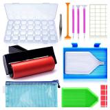 22 Pieces 5D Diamonds Painting Tools and Accessories Kits with Diamond Painting Roller and Diamond Embroidery Box for Adults or Kids
