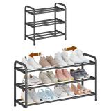 KANAV Expandable Shoe Rack Organizer 3-Tier Shoe Shelf for Closet, Entryway & Front Door Space-Saving Shoe Storage Solution