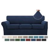 Turquoize 4 Piece Sofa Covers for 3 Cushion Couch Sofa Slipcover Soft Couch Cover for Dogs-Washable Sofa Furniture Covers with 3 Individual Cushion Covers, Jacquard Fabric (3 Cushion Sofa, Navy)