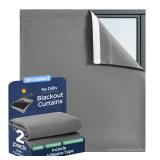 Sinotalent Portable Blackout Curtain No Drill Blinds, Easy Install Blackout Window Cover Bathroom Curtains, Light Blocking Window Curtain Panels Pack of 2pcs. (Gray, 29 W x 30 L)