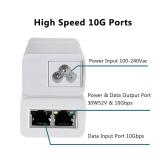 10Gbps PoE+ Injector 30W IEEE802.3at/af Compliant, Supplies PoE(15.4W) or PoE+(30W) Power Over Ethernet Distances Up to 328ft, PoE Injector Adapter for Camera/Access Point/IP Phones, EN30GT-10
