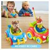 lalalark 2 Pack Remote Control Car for Toddlers, RC Cars with Cartoon Figure, Kids Toy Bumper Cars with LED Lights and Sounds, Light Up Car with Music, Christmas Birthday Gift for Boys Girls