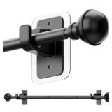 ENJOYBASICS No Drill Curtain Rods for Window 28 to 47 Inches, 5/8 Inch Diameter Renter Friendly Drapery Rod with Adhesive Brackets without Drilling, Adjustable from 27 to 52 Inches, Black