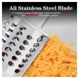 Ourokhome Rotary Cheese Grater Hand Crank, Kitchen Shredder Speed Mandolin Slicer Nut Grinder with Handle and Drum Blades for Cheese, Vegetable, Walnut, Chocolate, Potato, Carrot, 3 Blades, Dark Blue