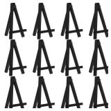 Chuangdi 12 Pieces 5 Inch Black Mini Wood Display Easel, Holder for Small Canvases, Cards, Photos, Notices, Etc