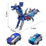 Collision Transforming Dinosaur Car Toy -2-in-1 Magnetic Cars Convert to Dinosaur Robot, Crash-Activated Deformation Toy No Battery Needed, Valentines Day Birthday Gift for Boys Girls Age 3-12 (Blue)