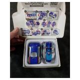 Collision Transforming Dinosaur Car Toy -2-in-1 Magnetic Cars Convert to Dinosaur Robot, Crash-Activated Deformation Toy No Battery Needed, Valentines Day Birthday Gift for Boys Girls Age 3-12 (Blue)