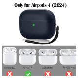 AirPods 4 Case Cover with Cleaning Kit, Premium Leather Texture Full Body Protective Case for Apple AirPods 4th Generation, Shockproof & Anti-Scratch with Front LED Visible Matte Blue
