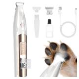 GIMPYN Dog Paw Trimmer with LED Display, 35dB Low Noise Electric Dog Clippers for Grooming, Cordless 20mm-Blade for Trimming Dog's Hair Around Paws, Eyes, Ears, Face, Rump with LED Light (White)