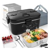 COZYEXPERT Electric-Lunch-Box-Heated-Food-Warmer 100W Heating Lunchbox for Adults 1.8L Portable Food Heater for Work/Car, 12V/24V/110-230V