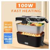 COZYEXPERT Electric-Lunch-Box-Heated-Food-Warmer 100W Heating Lunchbox for Adults 1.8L Portable Food Heater for Work/Car, 12V/24V/110-230V
