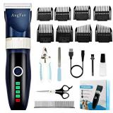 ANGFAN Dog Clippers for Grooming, 16pcs Dog Grooming Kit for Small & Large Dogs, Professional Cordless Dog Hair Clippers with Low Noise, Rechargeable Pet Grooming Tools for Cats & Dogs
