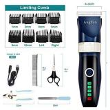 ANGFAN Dog Clippers for Grooming, 16pcs Dog Grooming Kit for Small & Large Dogs, Professional Cordless Dog Hair Clippers with Low Noise, Rechargeable Pet Grooming Tools for Cats & Dogs