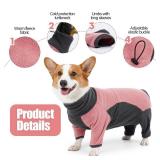 Pinellia Winter Coat, Warm Fleece Jacket, Windproof Dog Pullover Bodysuit, Fullbody Pajamas Onesie, Cold Weather Clothes for Medium Large Dog (3XL, Pink)