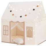 Play Tent with Mat, Star Light, Large Kids Playhouse with Windows Easy to Wash, Indoor and Outdoor Play Tents for Kids, Little Dove Toys for Girls, Boys, 47x40x52 (Beige Playhouse, Large Size)