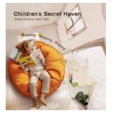 Play Tent with Mat, Star Light, Large Kids Playhouse with Windows Easy to Wash, Indoor and Outdoor Play Tents for Kids, Little Dove Toys for Girls, Boys, 47x40x52 (Beige Playhouse, Large Size)