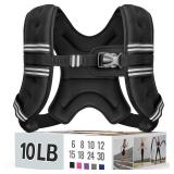 Zeerun Weighted Vest for Women & Men with Reflective Stripe and Adjustable Buckle, Comfortable & Durable Rucking Vest for Walking, Running & Strength Training, 10LBS-Black
