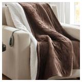 Beautyrest Heated Throw Blanket, Electric Throw, Soft, Warm, Reversible Plush - Sherpa, 3 Heat Settings, 2 hr Auto Shut Off, Machine Washable, 50 x 60 Brown