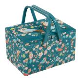 Hobby Gift Large Twin Lid Sewing Box Craft Storage Box with Handle Internal Tray Pin Cushion and Pockets for Sewing Knitting and Hobby Supplies