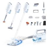 LABIGO 10-in-1 Steam Mop with Detachable Handheld Steamer, 350ml Tank, 10s Heat-Up, 248°F Steam Cleaner, 3-Level Control and Swivel Head for Floors, Carpets, Tiles, BBQ grill Multi-Surface Clean Whit