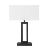 Yosoan White Indoor Table Lamp Bedside Nightstand Desk Lamp, Dimmable On Off Switch Black 65.8 Power Cord Cutout Rectangular White Fabric Shade for Bedroom Hotel Study