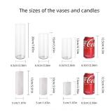 Sandraheer 12-Pack White Pillar Candles with Clear Hurricane Glass Vases - 3-Size Set for Wedding Table Centerpieces, Home Decor | Windproof Candle Holders