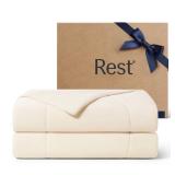 REST Evercool Cooling Comforter, King/Cali King, Blanket for Hot Sleepers, All Season Bedding to Keep Cool for Night Sweats, Breathable Lightweight Blanket, 106x90 Inches, Snow Ivory