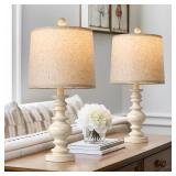 BOBOMOMO Tradition 20.5 Rustic Table Lamp Set of 2 for Living Room Farmhouse Bedside Desk Lamps Bedroom Nightstand Vintage Lamps Linen Washed Suitable for Decorating Small Areas