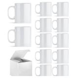 ABBSH Sublimation Mugs, Sublimation White Coffee Mugs Tazas Para Sublimacion Blank 11 OZ With Box for for Coffee, Soup, Tea, Milk, Latte, Hot Cocoa Set of 12