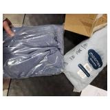 MooMee Bedding Duvet Cover Set 100% Washed Cotton Linen Like Textured Breathable Durable Soft Comfy (Heathered Blue, Queen 90x90)