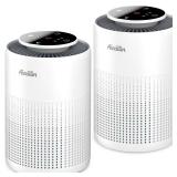 2 Pack Air Purifiers for Home Bedroom H13 True HEPA Air Filter Cleaner, Odor Eliminator, Remove Smoke Dust Pollen Pet Dander, Night Light For Home Living Room Dorm, Quiet 24dB Filtration System