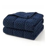 Topcee Weighted Blanket for Adults (12lbs 48x72), Minky Dots Heavy Blanket for 110-130lbs Sleeping, Soft, Cozy and Cooling Weighted Throw Blankets, Machine Washable, Blue