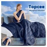 Topcee Weighted Blanket for Adults (12lbs 48x72), Minky Dots Heavy Blanket for 110-130lbs Sleeping, Soft, Cozy and Cooling Weighted Throw Blankets, Machine Washable, Blue