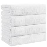 Lunoku Bath Towels Set of 4 Extra Large 35 x 70 Inches,Luxury Thick High Absorbent and Quick Dry Bath Sheet,Ultra Soft Microfiber,Bathroom,Beach,Yoga,Sport,SPA,Fitness (White)