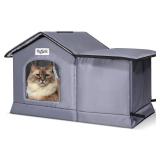 Tailtastic Weatherproof & Insulated Outdoor Cat House - Seamless Base Stays Dry,Easy Assembly, Warm Shelter for Community/Outdoor Cats(Large)