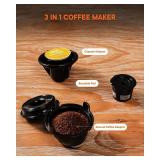 SHARDOR 3 in 1 Single Serve Coffee Machine, K Cup Coffee Maker Compatible with Ground Coffee & Teas, 6 to 14oz Brew Sizes, 40oz Removable Water Tank, Descale Settings, Black