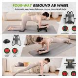 Ab Roller with Elbow Support, Ab Roller Board Core Workout Machine with 4 Wheels, Mini Pilates Reformer Equipment for Home Gym, Abdominal Full-Body Strength Exercise Trainer with Knee Pad