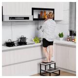 Step Stools for Adults Kids, Heavy Duty Sturdy Foot Stool with Non-Slip Mat, Metal Frame Hold Up to 500 Lbs Capacity for Kitchen Bathroom Bedroon, Dark Grey