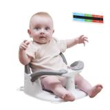 Wddbb Baby Bath seat for Babies 6 Months & up, 360Â° Stable Toddler Bath Chair with one-Touch Button, Back Hollow Design, Water Temperature Card & 4 Suction Cups for Safety (Gray)