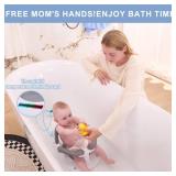 Wddbb Baby Bath seat for Babies 6 Months & up, 360Â° Stable Toddler Bath Chair with one-Touch Button, Back Hollow Design, Water Temperature Card & 4 Suction Cups for Safety (Gray)