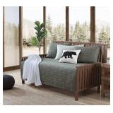 Eddie Bauer - Daybed Set, Reversible Cotton Bedding with Matching Shams & Decorative Pillow Cover, Luxurious Bedding Set (Troutdale Green, Daybed)