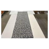 Navy Blue and White Floral Runner Rug