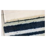 Dark Blue and White Striped Area Rug, 22"x32"